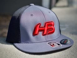 Headbanger Sports I8501 Cap America Flexfit Performance Trucker Mesh Back Hat: Graphite / Red