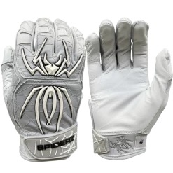 2022 Spiderz ENDITE Batting Gloves: Grey And White