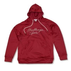 Headbanger Sports Performance Fleece Line Hoodie W/ Kangaroo Pocket: Deep Red