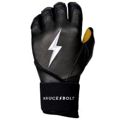 Bruce Bolt PREMIUM PRO Long Cuff Batting Gloves: Black -Baseball Promotions Shop LC BLKG LEFT