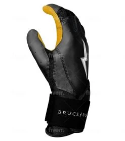 Bruce Bolt PREMIUM PRO Long Cuff Batting Gloves: Black -Baseball Promotions Shop LC BLKG SIDE