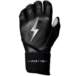 Bruce Bolt PREMIUM PRO Chrome Series Long Cuff Batting Gloves: Black -Baseball Promotions Shop LC CHRB LEFT