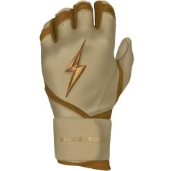 Bruce Bolt PREMIUM PRO Gold Series Batting Gloves: Long Cuff -Baseball Promotions Shop LC GLD LEFT