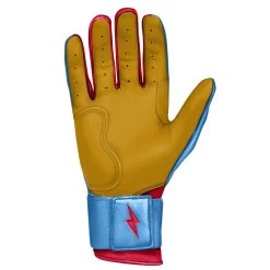 Bruce Bolt PREMIUM PRO BADER Series Long Cuff Batting Gloves: Baby Blue -Baseball Promotions Shop LC HBB PALM