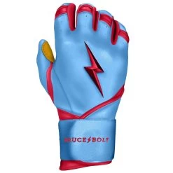 Bruce Bolt PREMIUM PRO BADER Series Long Cuff Batting Gloves: Baby Blue -Baseball Promotions Shop LC HBB RIGHT