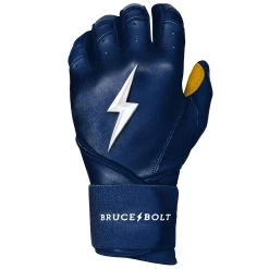 Bruce Bolt PREMIUM PRO Long Cuff Batting Gloves: Navy -Baseball Promotions Shop LC NVYG LEFT