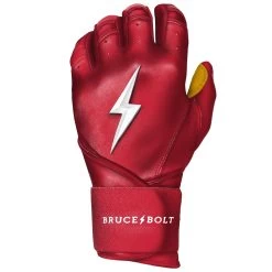 Bruce Bolt PREMIUM PRO Long Cuff Batting Gloves: Red -Baseball Promotions Shop LC REDG LEFT