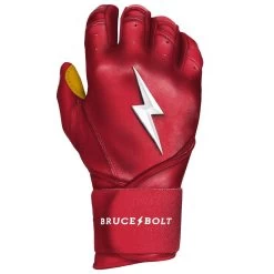 Bruce Bolt PREMIUM PRO Long Cuff Batting Gloves: Red -Baseball Promotions Shop LC REDG RIGHT