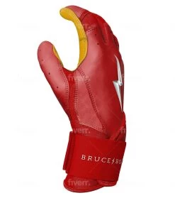 Bruce Bolt PREMIUM PRO Long Cuff Batting Gloves: Red -Baseball Promotions Shop LC REDG SIDE