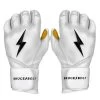 Bruce Bolt PREMIUM PRO Long Cuff Batting Gloves: White -Baseball Promotions Shop LC WHTG HERO
