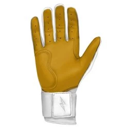 Bruce Bolt PREMIUM PRO Long Cuff Batting Gloves: White -Baseball Promotions Shop LC WHTG PALM