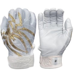 2022 Spiderz PRIZM Batting Gloves: White/Gold