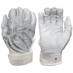 2022 Spiderz PRIZM Batting Gloves: White/Silver