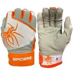2022 Spiderz PRO Model Batting Gloves: White/Orange