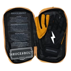 Bruce Bolt PREMIUM PRO Short Cuff Batting Gloves: Black -Baseball Promotions Shop SC BLKG BAG2
