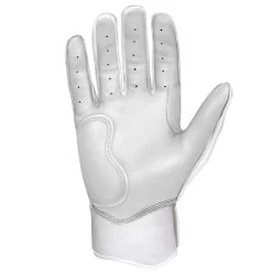 Bruce Bolt PREMIUM PRO Chrome Series Short Cuff Batting Gloves: White -Baseball Promotions Shop SC CHRW PALM