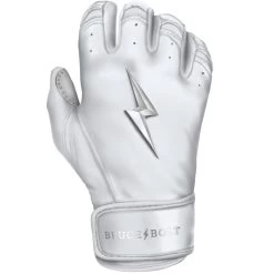 Bruce Bolt PREMIUM PRO Chrome Series Short Cuff Batting Gloves: White -Baseball Promotions Shop SC CHRW RIGHT