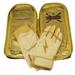 Bruce Bolt PREMIUM PRO Gold Series Batting Gloves: Short Cuff -Baseball Promotions Shop SC GLD BAG2
