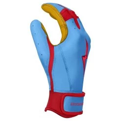 Bruce Bolt PREMIUM PRO BADER Series Short Cuff Batting Gloves: Baby Blue -Baseball Promotions Shop SC HBB SIDE