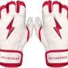 Bruce Bolt PREMIUM PRO BADER Series Short Cuff Batting Gloves: White -Baseball Promotions Shop SC HBW HERO