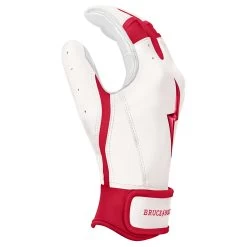 Bruce Bolt PREMIUM PRO BADER Series Short Cuff Batting Gloves: White -Baseball Promotions Shop SC HBW SIDE