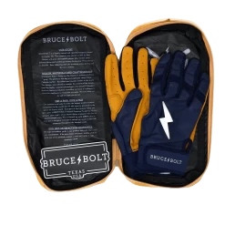 Bruce Bolt PREMIUM PRO Short Cuff Batting Gloves: Navy -Baseball Promotions Shop SC NVYG BAG2