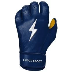 Bruce Bolt PREMIUM PRO Short Cuff Batting Gloves: Navy -Baseball Promotions Shop SC NVYG LEFT