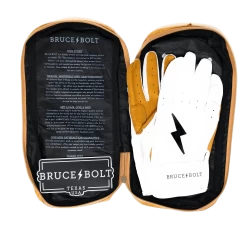 Bruce Bolt PREMIUM PRO Short Cuff Batting Gloves: White -Baseball Promotions Shop SC WHTG BAG2