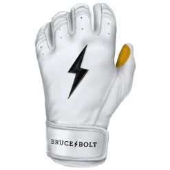 Bruce Bolt PREMIUM PRO Short Cuff Batting Gloves: White -Baseball Promotions Shop SC WHTG LEFT