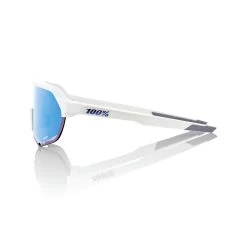 100% S2 Sunglasses Matte White - HiPER Blue Multilayer Mirror Lens -Baseball Promotions Shop SP21 S2 60006 00006 PROFILE