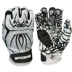 2023 Spiderz HYBRID Batting Gloves: Silver/Black