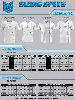 Headbanger Sports Exclusive " HB Sports Baseball" Short Sleeve Jersey -Baseball Promotions Shop Sizing Chart