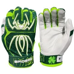 2023 Spiderz Ltd Ed "Lucky" ENDITE Batting Gloves: Dark Green/Kelly Green/White