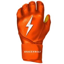 Bruce Bolt PREMIUM PRO Long Cuff Batting Gloves: Orange -Baseball Promotions Shop premium pro long cuff batting gloves orange brucebolt 129041