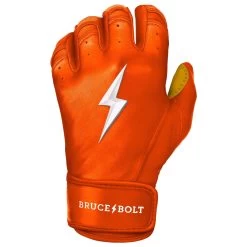 Bruce Bolt PREMIUM PRO Short Cuff Batting Gloves: Orange -Baseball Promotions Shop premium pro short cuff batting gloves orange brucebolt 128747