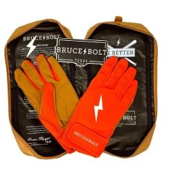 Bruce Bolt PREMIUM PRO Short Cuff Batting Gloves: Orange -Baseball Promotions Shop premium pro short cuff batting gloves orange brucebolt 666699